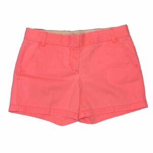 J Crew Women's Size 6 Chino 100% Cotton Golf Shorts Coral With Green Waistband